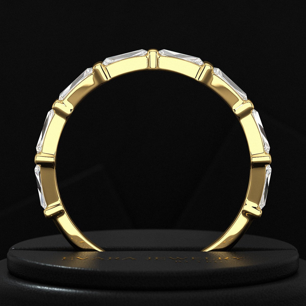 Baguette Cut Diamond Unique Wedding Stacking Band - Evara Jewelry LLC