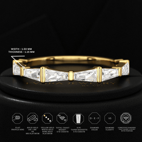 Baguette Cut Diamond Unique Wedding Stacking Band - Evara Jewelry LLC