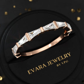 Baguette Cut Diamond Unique Wedding Stacking Band - Evara Jewelry LLC