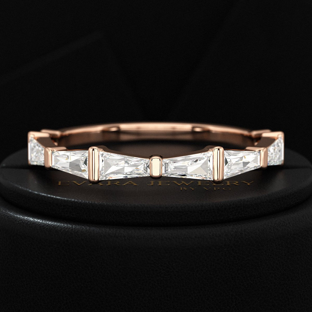Baguette Cut Diamond Unique Wedding Stacking Band - Evara Jewelry LLC