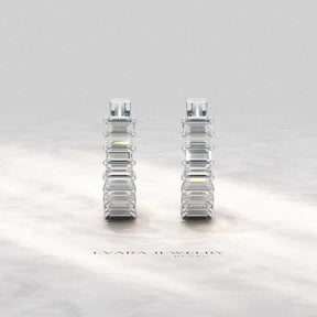 Baguette Cut Lab Grown Diamond Hoop Earrings: Art Deco Huggies, 14K Gold Everyday Wear - Evara Jewelry LLC
