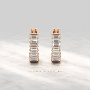 Baguette Diamond Huggies Hoop Earrings - Evara Jewelry LLC