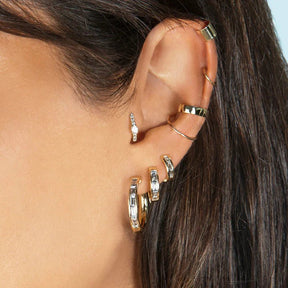 Baguette Diamond Huggies Hoop Earrings - Evara Jewelry LLC
