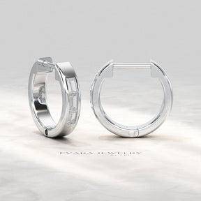 Baguette Diamond Huggies Hoop Earrings - Evara Jewelry LLC