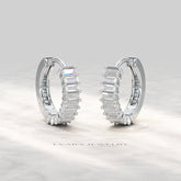 Baguette Diamond Huggies Hoop Earrings - Evara Jewelry LLC