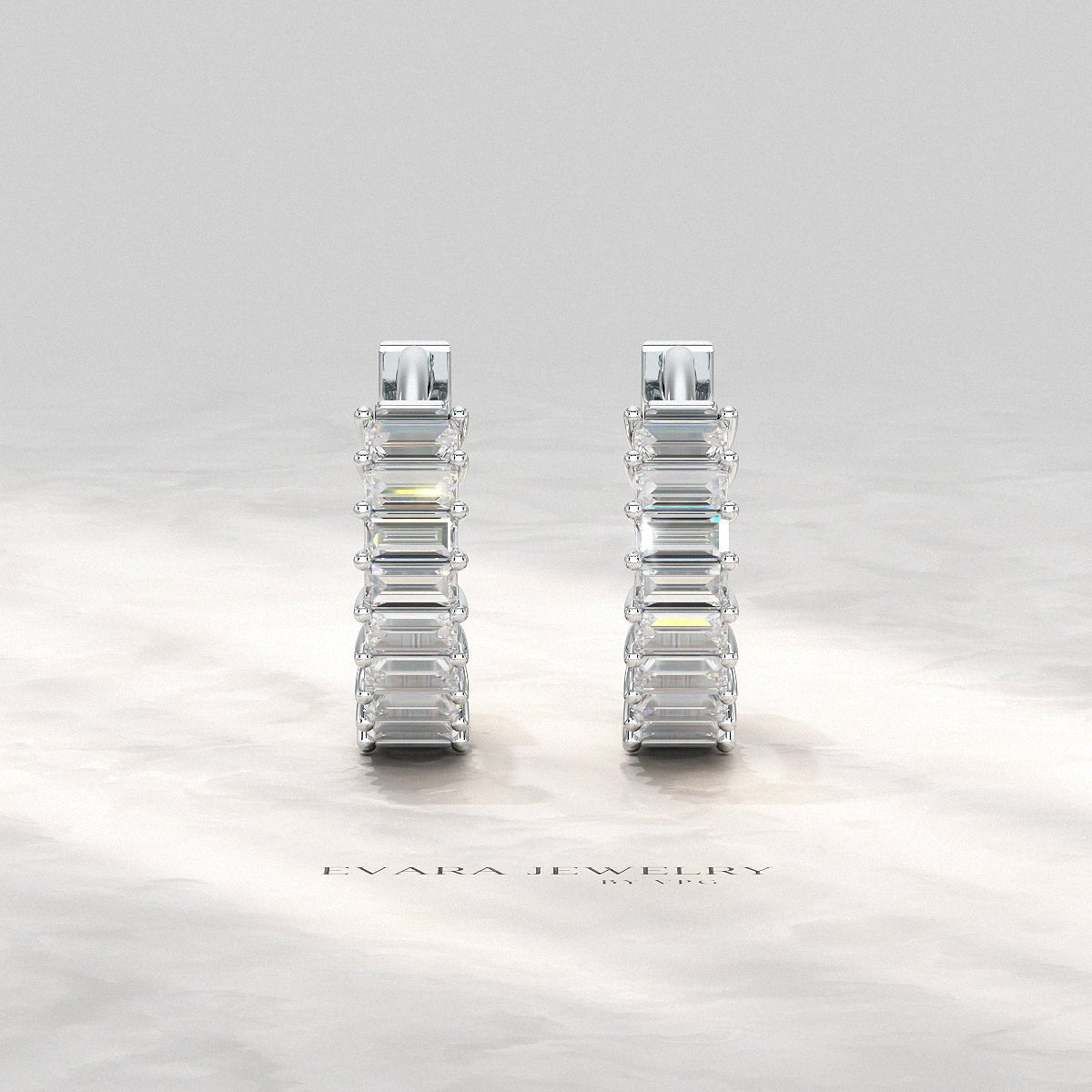 Baguette Diamond Huggies Hoop Earrings - Evara Jewelry LLC