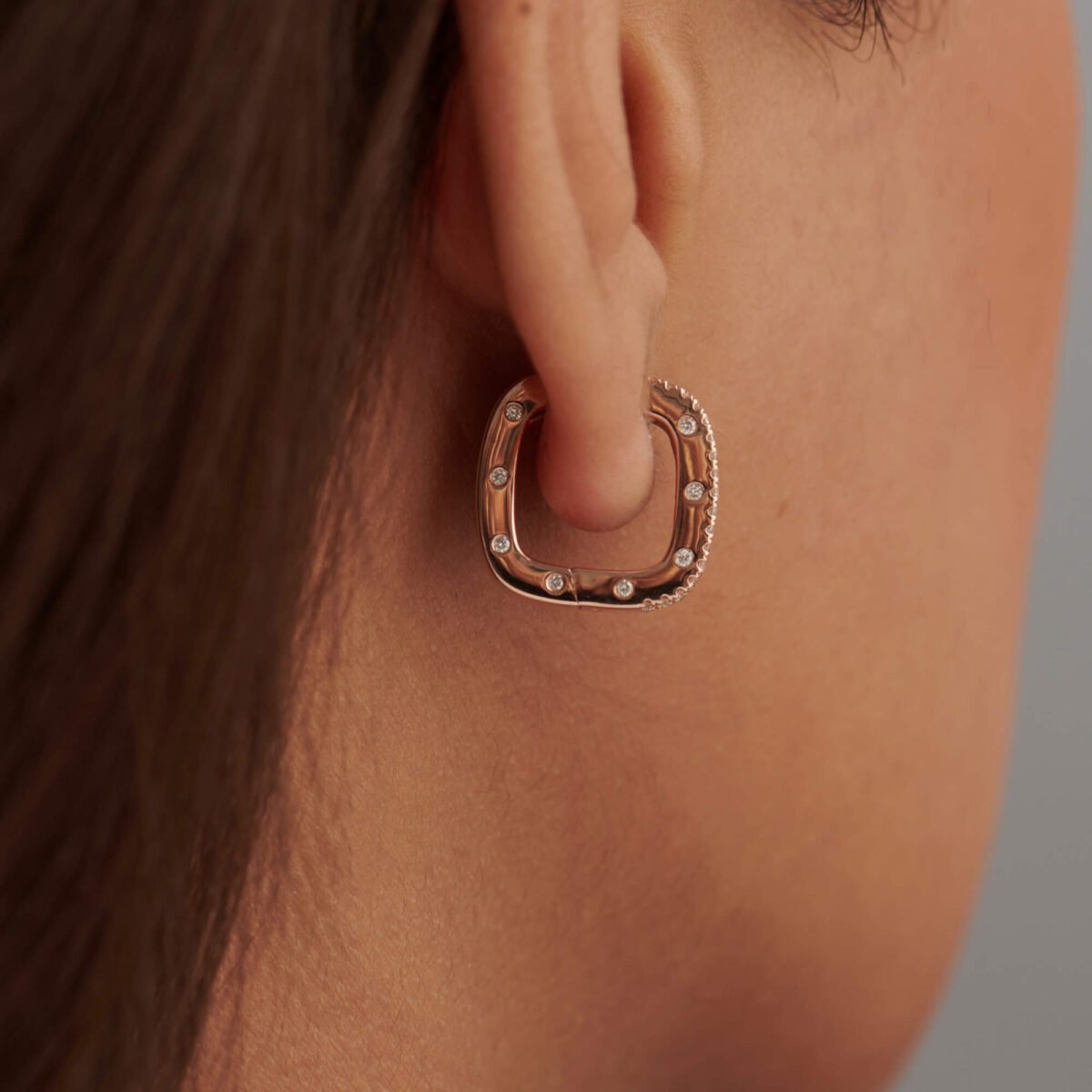 Baguette & Round Diamond Cushion Earrings – 14K/18K Gold Lab Grown Diamond Hoops Earrings - Evara Jewelry LLC