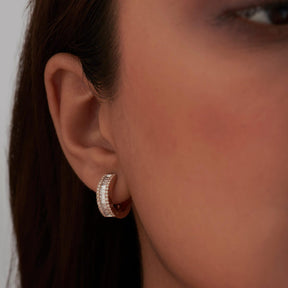 Baguette & Round Diamond Hoop Earrings - Evara Jewelry LLC