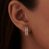 Baguette & Round Diamond Hoop Earrings - Evara Jewelry LLC