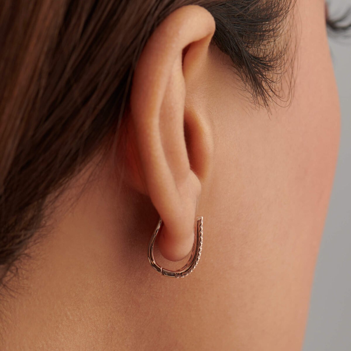 Baguette & Round Diamond U Shaped Huggies - Evara Jewelry LLC