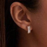 Baguette & Round Diamond U Shaped Huggies - Evara Jewelry LLC