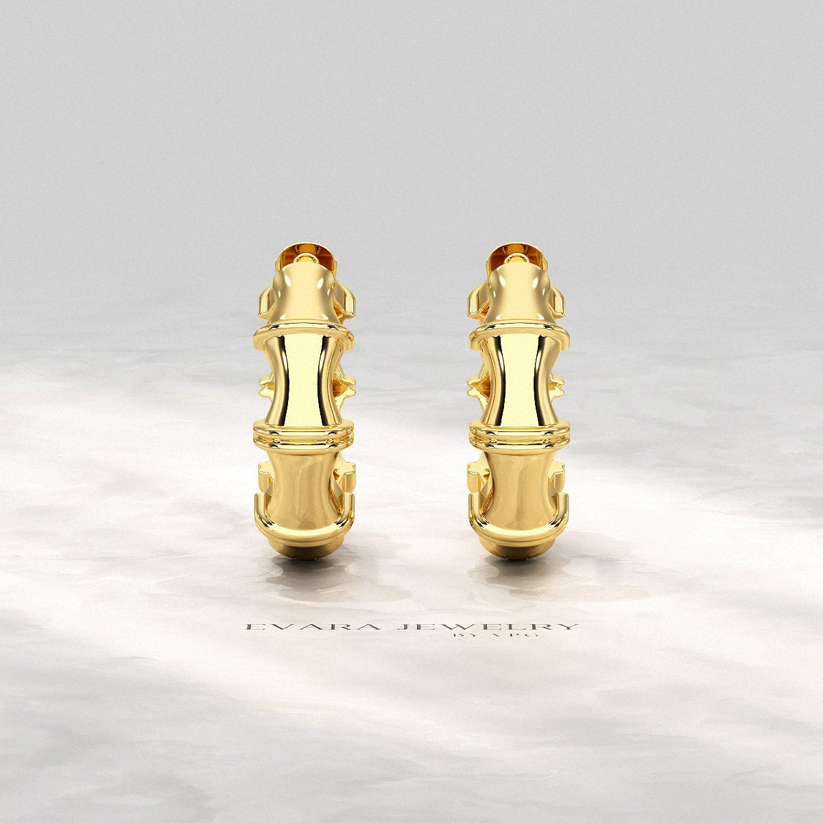 Bamboo Inspired Gold Hoop Earrings - Evara Jewelry LLC