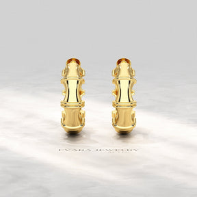 Bamboo Inspired Gold Hoop Earrings - Evara Jewelry LLC