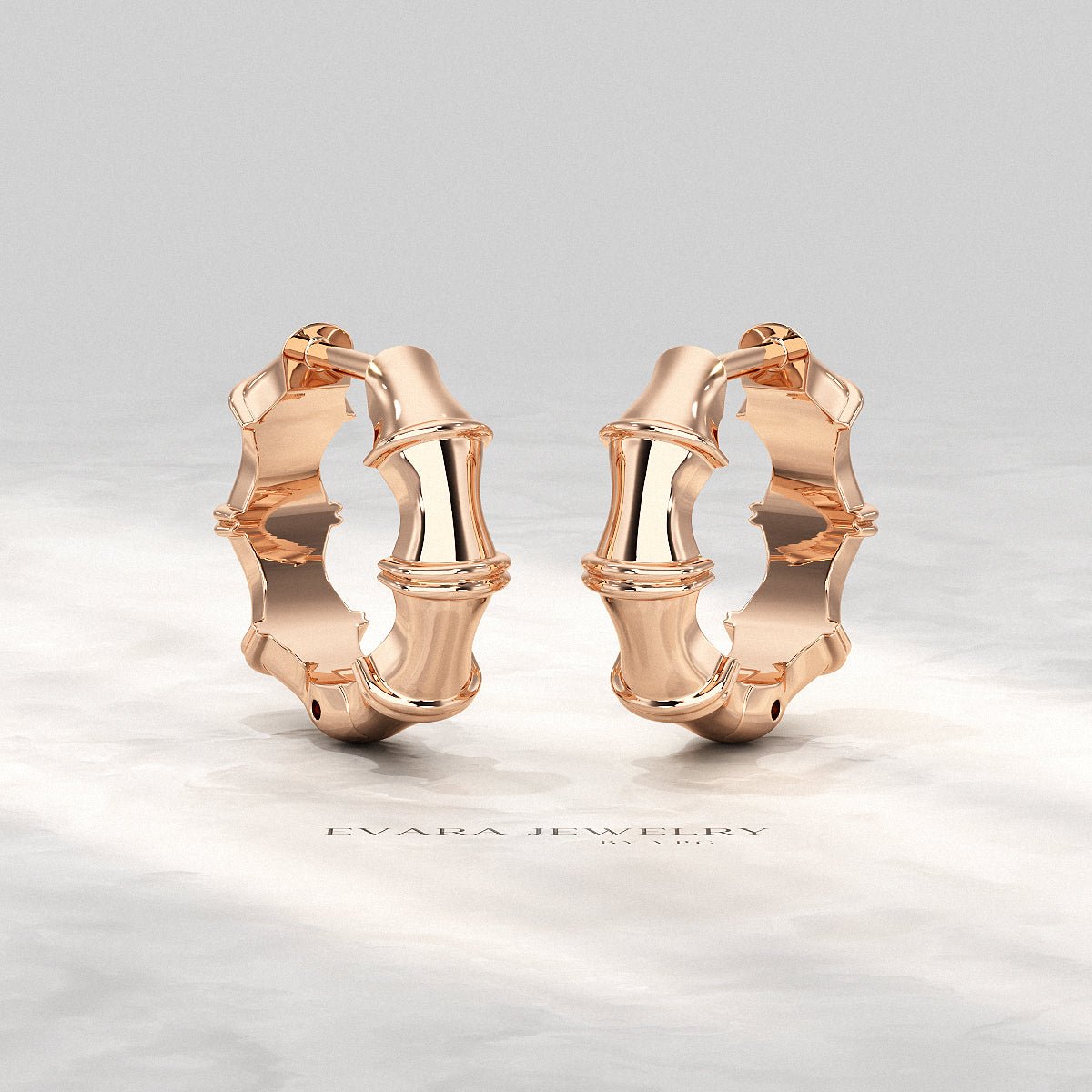 Bamboo Inspired Gold Hoop Earrings - Evara Jewelry LLC