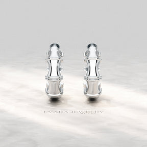 Bamboo Inspired Gold Hoop Earrings - Evara Jewelry LLC