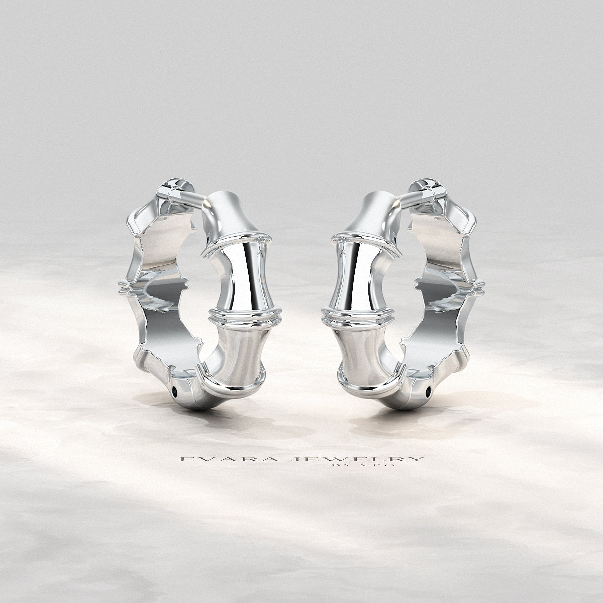 Bamboo Inspired Gold Hoop Earrings - Evara Jewelry LLC