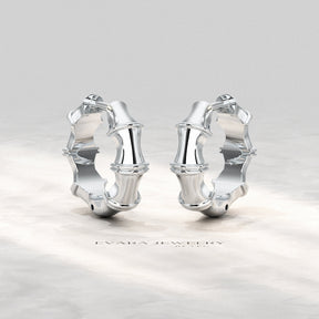 Bamboo Inspired Gold Hoop Earrings - Evara Jewelry LLC