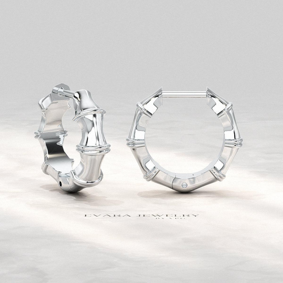 Bamboo Inspired Gold Hoop Earrings - Evara Jewelry LLC