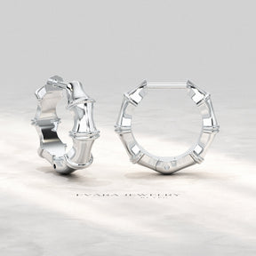 Bamboo Inspired Gold Hoop Earrings - Evara Jewelry LLC