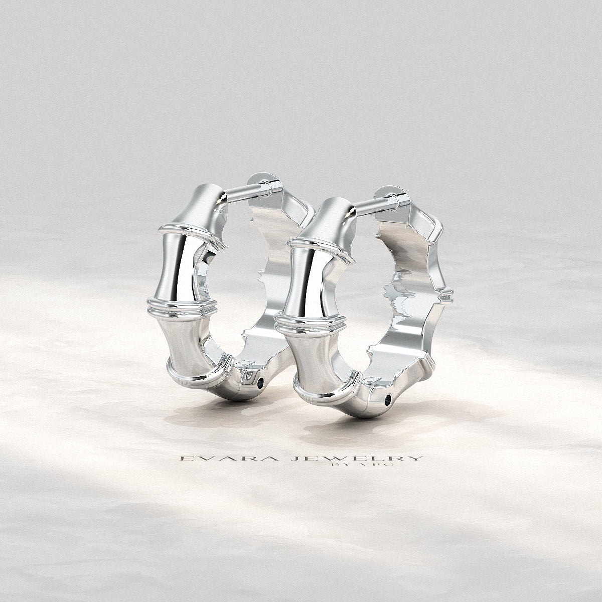 Bamboo Inspired Gold Hoop Earrings - Evara Jewelry LLC