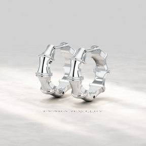 Bamboo Inspired Gold Hoop Earrings - Evara Jewelry LLC