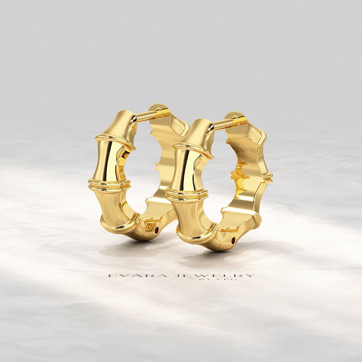 Bamboo Inspired Gold Hoop Earrings - Evara Jewelry LLC