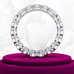 Bezel Set 5 Carat Pear Cut Diamond Eternity Wedding Band - Evara Jewelry LLC