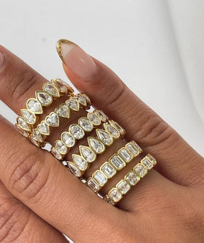 Bezel Set 5 Carat Pear Cut Diamond Eternity Wedding Band - Evara Jewelry LLC