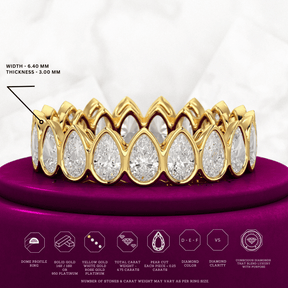 Bezel Set 5 Carat Pear Cut Diamond Eternity Wedding Band - Evara Jewelry LLC