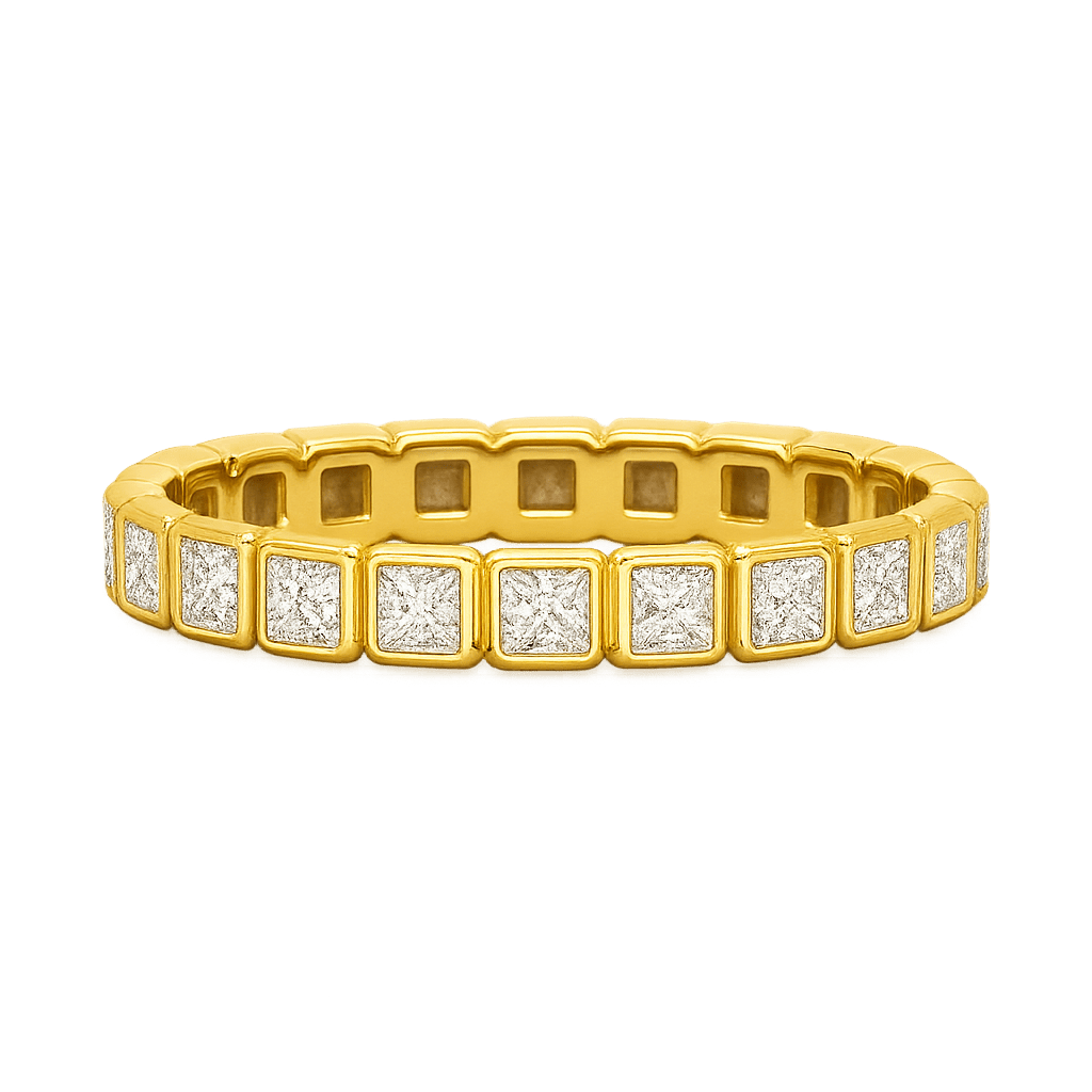Bezel Set Eternity Band with Princess Cut Lab Grown Diamonds - Evara Jewelry LLC