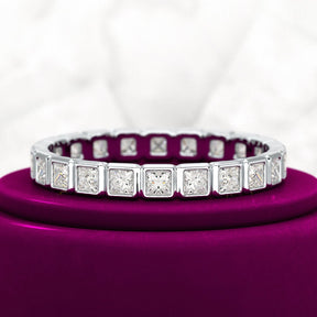 Bezel Set Eternity Band with Princess Cut Lab Grown Diamonds - Evara Jewelry LLC