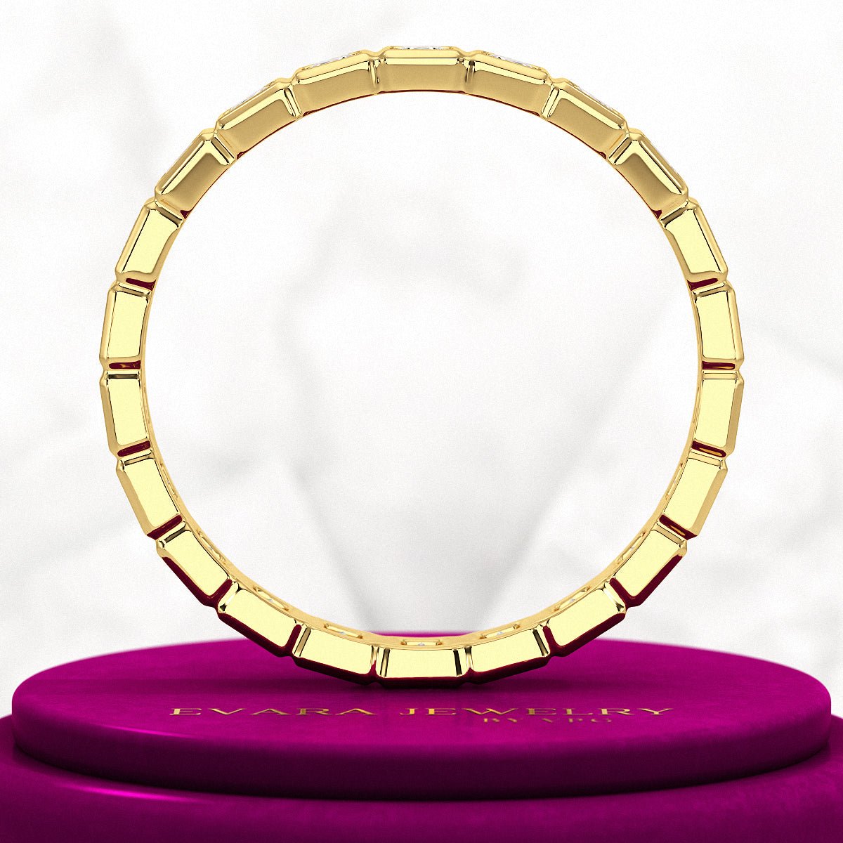 Bezel Set Eternity Band with Princess Cut Lab Grown Diamonds - Evara Jewelry LLC