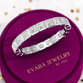 Bezel Set Eternity Band with Princess Cut Lab Grown Diamonds - Evara Jewelry LLC