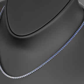 Blue Ombre Sapphire Tennis Necklace in 14K/18K White Gold - Evara Jewelry LLC