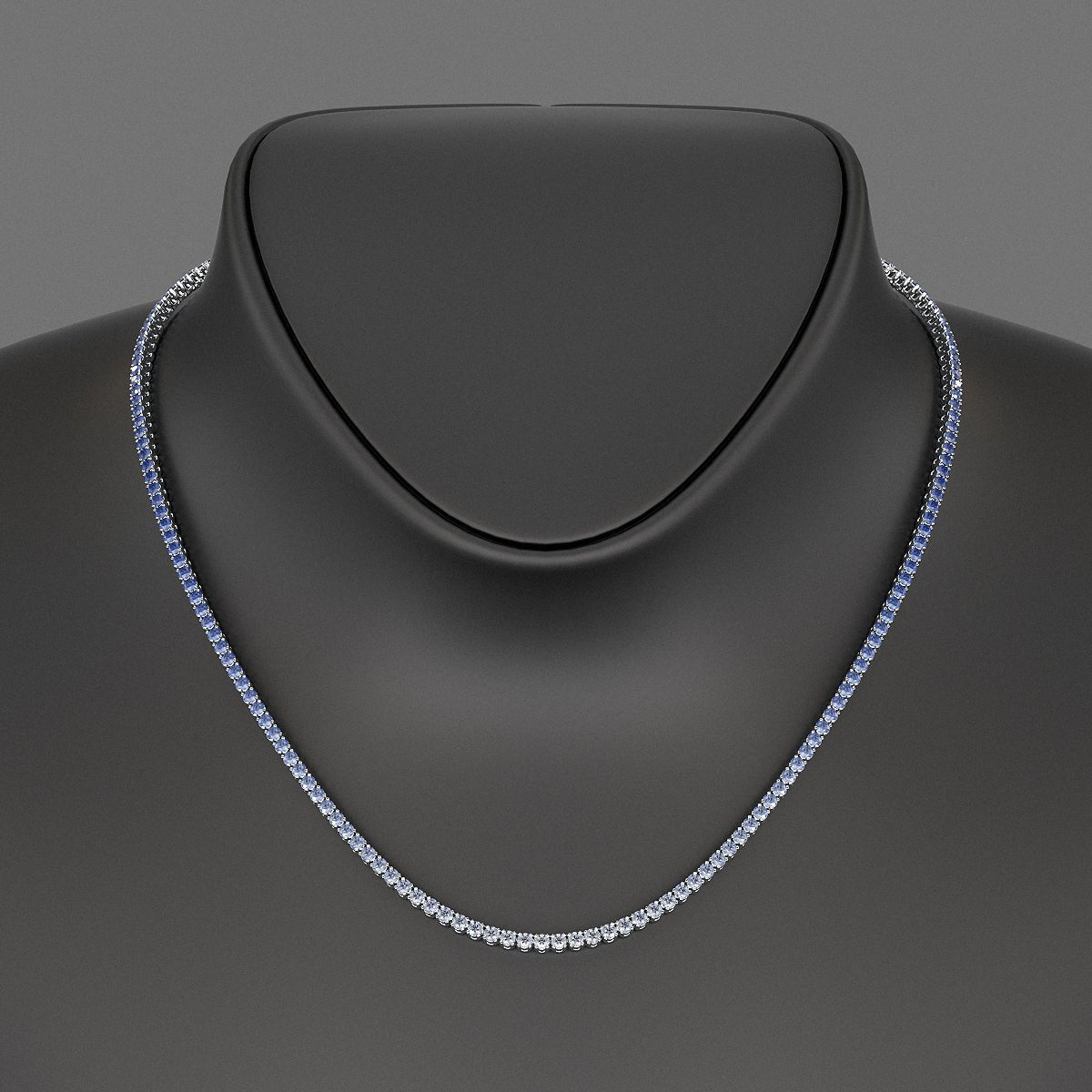 Blue Ombre Sapphire Tennis Necklace in 14K/18K White Gold - Evara Jewelry LLC