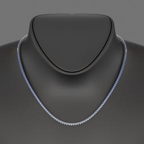 Blue Ombre Sapphire Tennis Necklace in 14K/18K White Gold - Evara Jewelry LLC