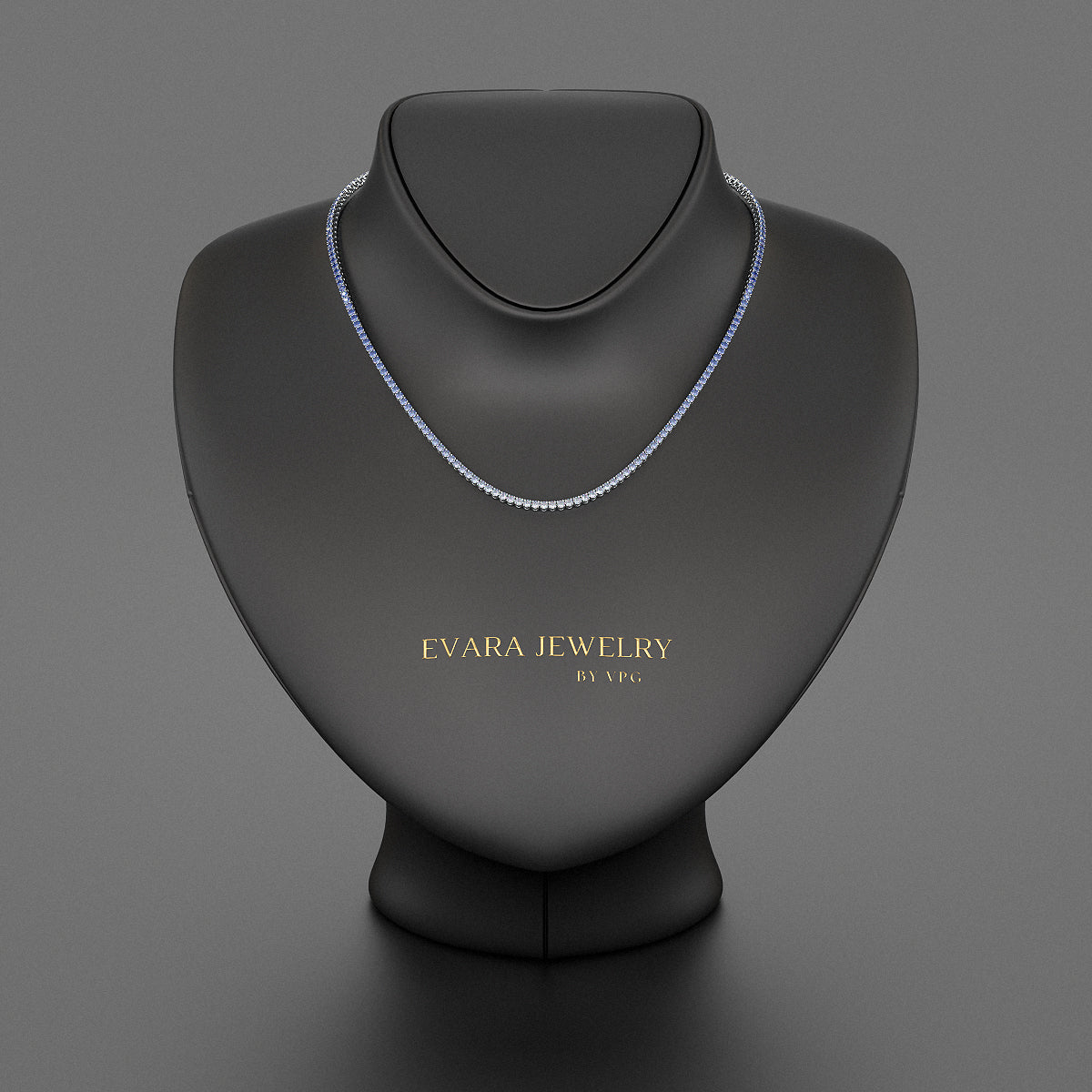 Blue Ombre Sapphire Tennis Necklace in 14K/18K White Gold - Evara Jewelry LLC