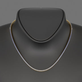 Blue Ombre Sapphire Tennis Necklace in 14K/18K White Gold - Evara Jewelry LLC