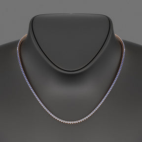 Blue Ombre Sapphire Tennis Necklace in 14K/18K White Gold - Evara Jewelry LLC