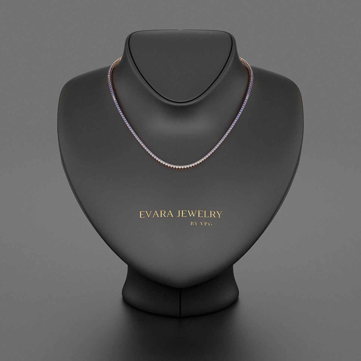 Blue Ombre Sapphire Tennis Necklace in 14K/18K White Gold - Evara Jewelry LLC