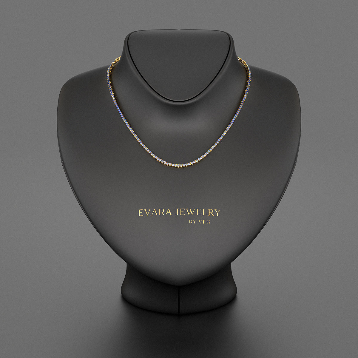 Blue Ombre Sapphire Tennis Necklace in 14K/18K White Gold - Evara Jewelry LLC