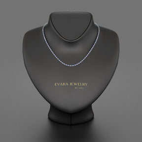 Blue Sapphire & Diamond Alternate Tennis Necklace in 14K/18K Gold - Evara Jewelry LLC