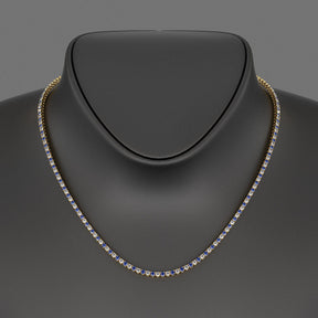 Blue Sapphire & Diamond Alternate Tennis Necklace in 14K/18K Gold - Evara Jewelry LLC