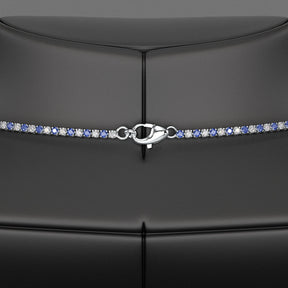 Blue Sapphire & Diamond Alternate Tennis Necklace in 14K/18K Gold - Evara Jewelry LLC
