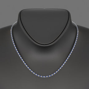 Blue Sapphire & Diamond Alternate Tennis Necklace in 14K/18K Gold - Evara Jewelry LLC