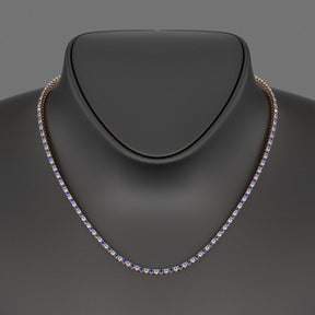 Blue Sapphire & Diamond Alternate Tennis Necklace in 14K/18K Gold - Evara Jewelry LLC