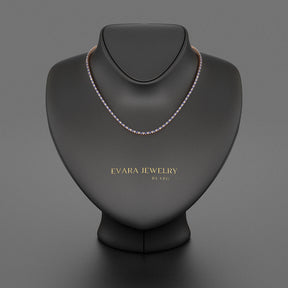 Blue Sapphire & Diamond Alternate Tennis Necklace in 14K/18K Gold - Evara Jewelry LLC