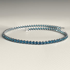 London Blue Topaz Tennis Bracelet in 14K White Gold / November Birthstone Bracelet