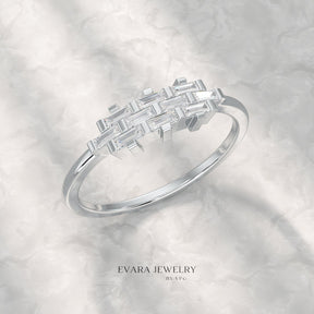 Checkboard Diamond Baguette Ring - Evara Jewelry LLC