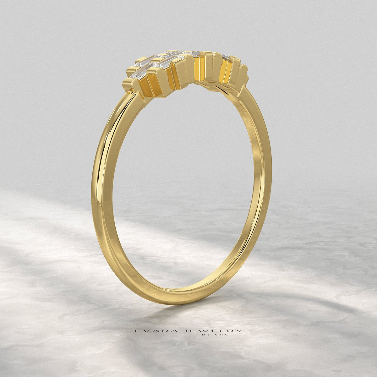 Checkboard Diamond Baguette Ring - Evara Jewelry LLC